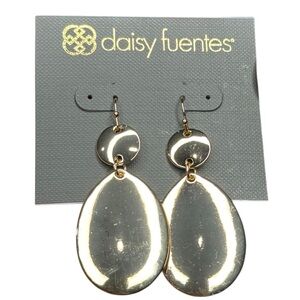 DAISY FUENTES Gold Disc Teardrop Dangle Drop Earrings NEW